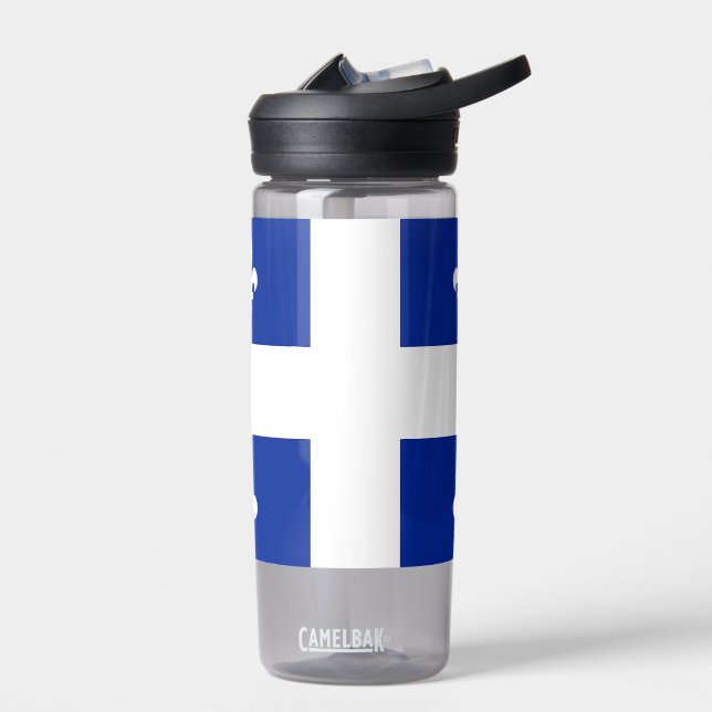Water bottle with flag of Quebec, Canada (Left)