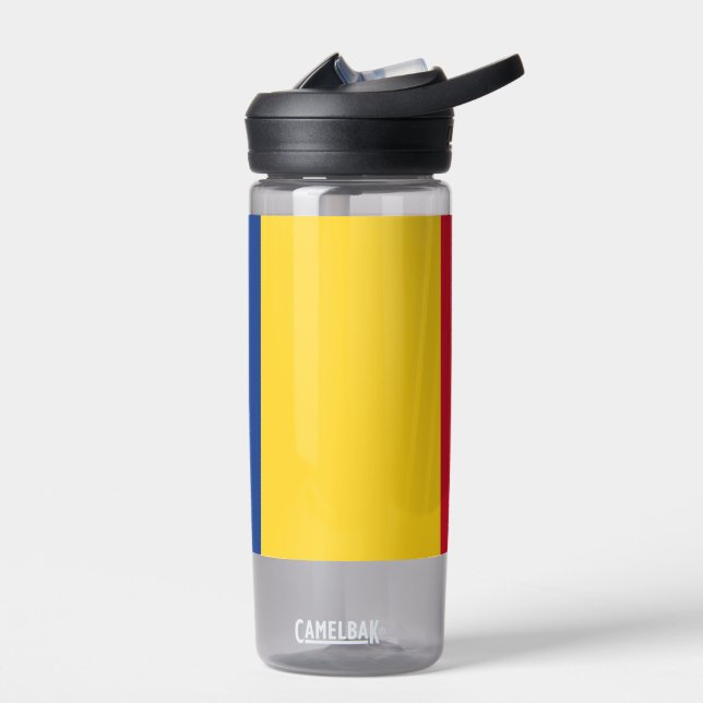 Water bottle with flag of Romania (Left)