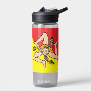 Water bottle with flag of Sicily, Italy