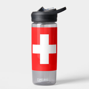 Water bottle with flag of Switzerland