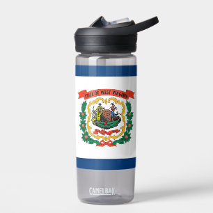 Water bottle with flag of West Virginia, U.S.