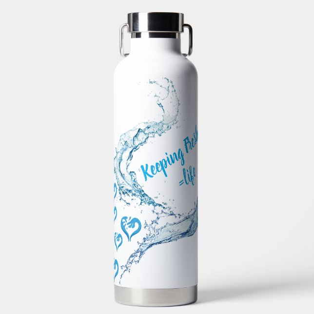 Water Bottle with Floating Hearts & CuWater Bottle (Front)