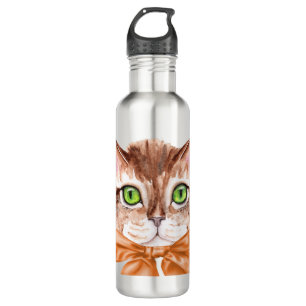 Water Bottle with Illustrated Cat