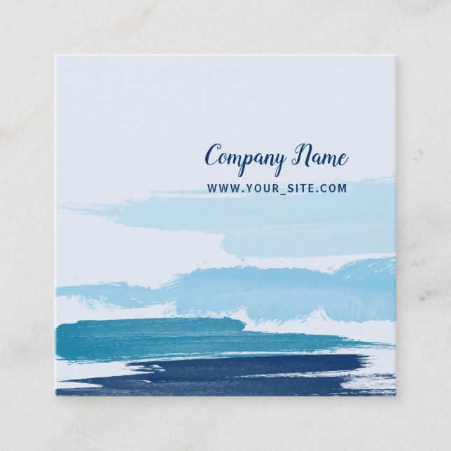 Water Brushstrokes Square Business Card (Front)