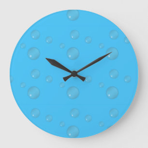 Water Bubbles Blue Large Clock