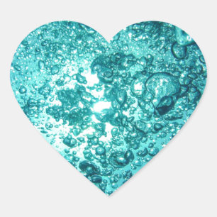 Water Bubbles Heart Sticker