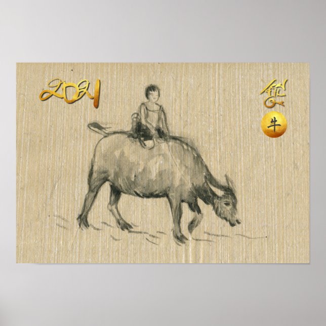 Water Buffalo Child Chinese Ox Year 2021 HorP Poster (Front)