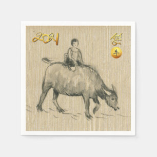 Water Buffalo Child Chinese Ox Year 2021 PN Napkin