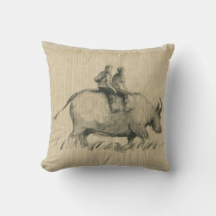Water Buffalo Children Chinese Ox Year 2021 SqP Cushion