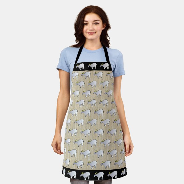 Water Buffalo Illustration Chinese Ox Year MAp Apron (Worn)