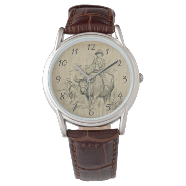 Water Buffalo Kid Chinese Ox Year Birthday W1 Watch (Front)