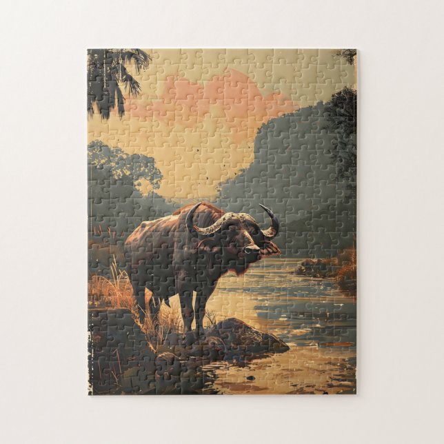 Water Buffalo vintage Jigsaw Puzzle (Vertical)