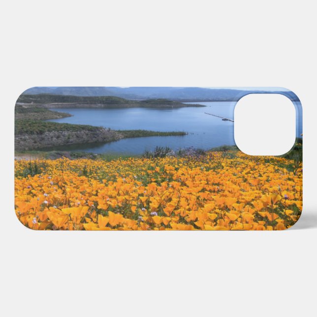 Water | California Lake With Golden Poppies iPhone Case (Back Horizontal)