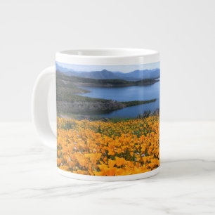 Water California Lake With Golden Poppies Large Coffee Mug