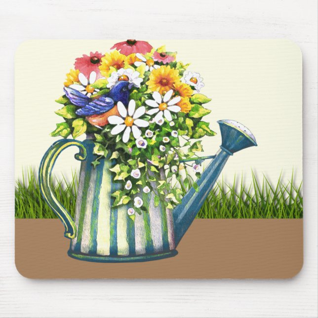 Water Can with Wildflowers Mouse Mat (Front)