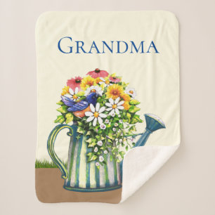 Water Can with Wildflowers Sherpa Blanket