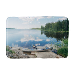 Water Canoe on Lake in Sweden Bath Mat