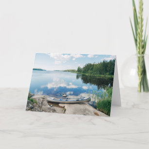 Water   Canoe on Lake in Sweden Card