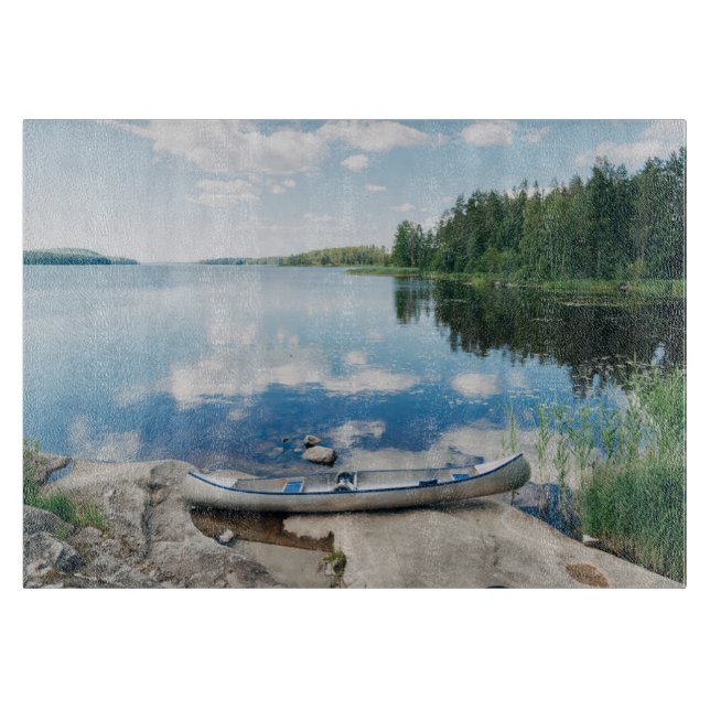Water | Canoe on Lake in Sweden Cutting Board (Front)