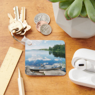 Water Canoe on Lake in Sweden Key Ring