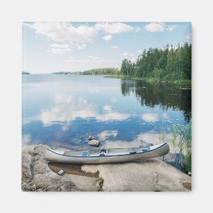 Water Canoe on Lake in Sweden Magnet