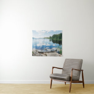 Water Canoe on Lake in Sweden Tapestry
