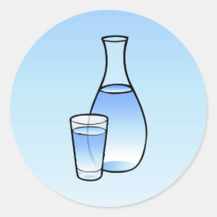 Water Carafe Classic Round Sticker