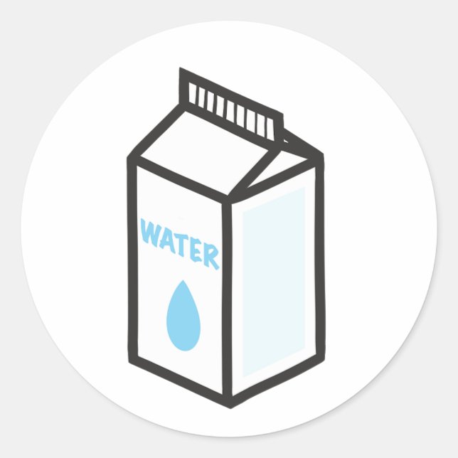 Water Carton Classic Round Sticker (Front)