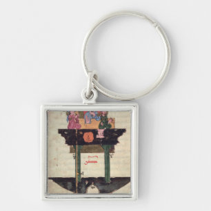 Water clock with automated figures key ring