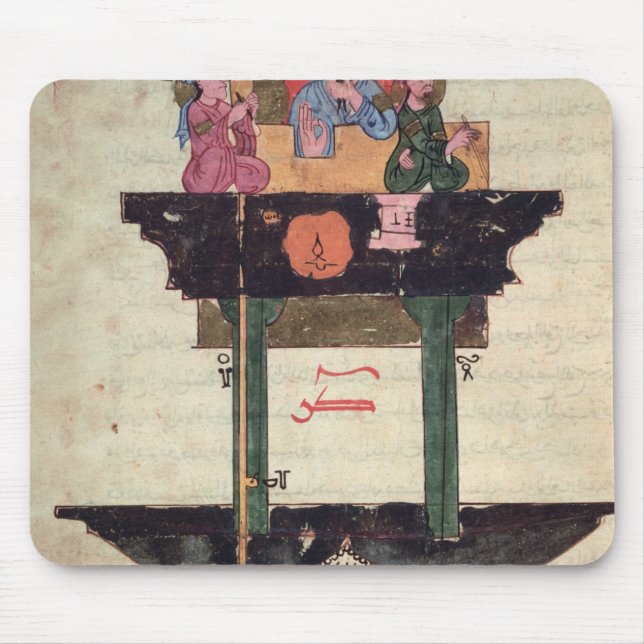Water clock with automated figures mouse mat (Front)