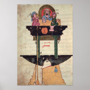 Water clock with automated figures poster