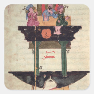 Water clock with automated figures square sticker
