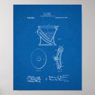 Water-closet - Toilet Patent - Blueprint Poster