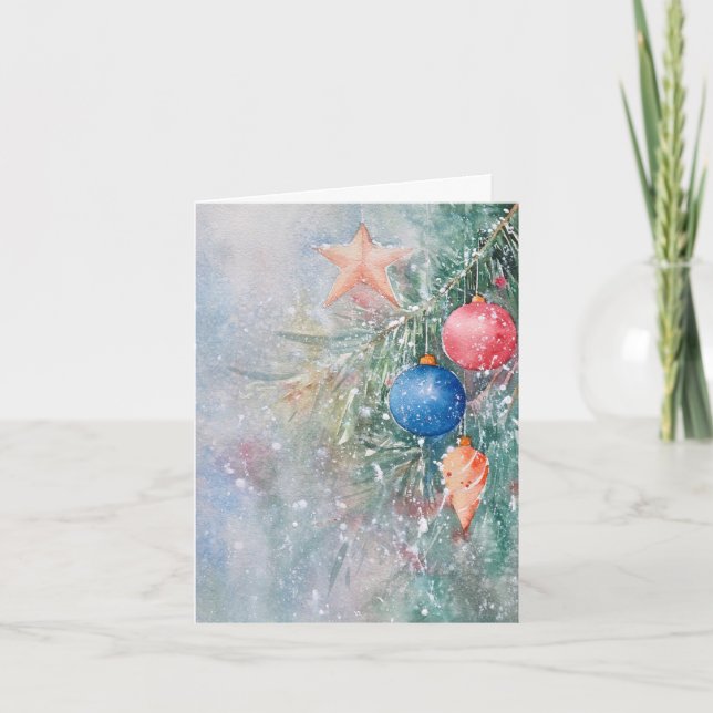 Water Color Bauble Christmas Card | Festive  (Front)