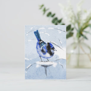 Water Color Bird Christmas postcard