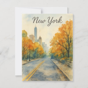water color new york  postcard
