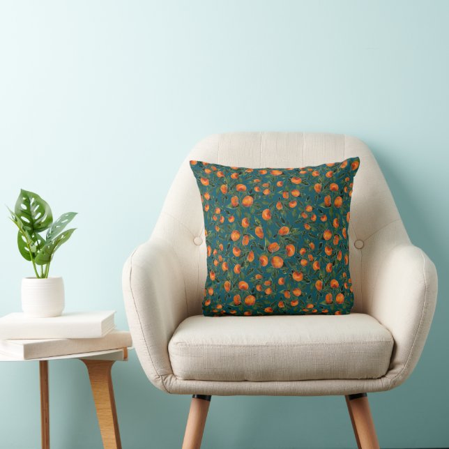 Water color Tangerines on Dark background Cushion (Chair)