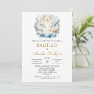Water colored  Spanish baptism Invitation
