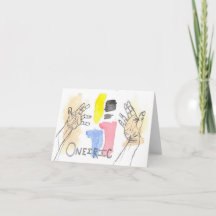 Water Colour and Ink Hands and Words Greeting Card