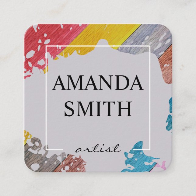Water Colour | Artist Square Business Card (Front)
