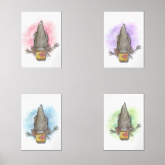 water colour Australian magpie wall art set