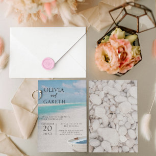 Water colour beach ocean destination wedding invitation