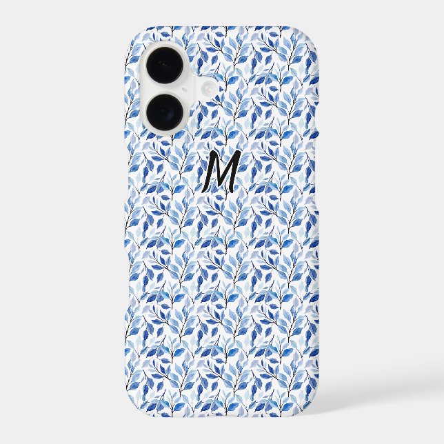 Water Colour Blue Leaf Mosaic Fine Art Monogram (Back)