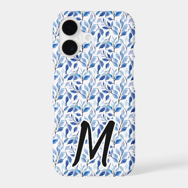 Water Colour Blue Leaf Mosaic Fine Art Monogram (Back)