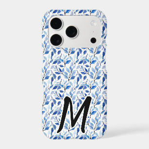 Water Colour Blue Leaf Mosaic Fine Art Monogram