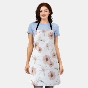 Water Colour Blush Pink Flowers Art Apron
