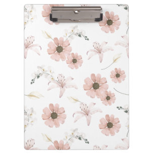 Water Colour Blush Pink Flowers Art Clipboard