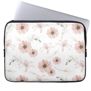 Water Colour Blush Pink Flowers Art Laptop Sleeve