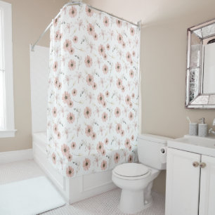 Water Colour Blush Pink Flowers Art Shower Curtain
