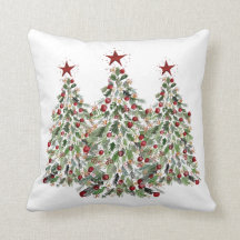 Water Colour Christmas Tree 20"x20" Pillow